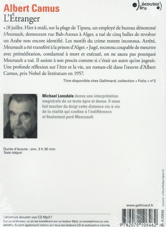 Produktbild: Camus, A: L'&eacute;tranger /3CDs (mp3)
