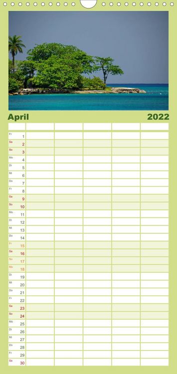 Produktbild: Familienplaner JAMAIKA Reggae, Rastafari und Natur. (Wandkalender 2022 , 21 cm x 45 cm, hoch)