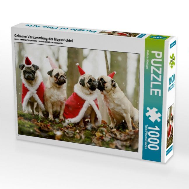 Produktbild: CALVENDO Puzzle Geheime Versammlung der Mopswichtel | 1000 Teile Lege-Gr&ouml;&szlig;e 64x48cm Foto-Puzzle f&uuml;r gl&uuml;ckliche Stunden