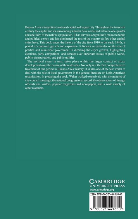 Produktbild: Politics and Urban Growth in Buenos Aires, 1910 1942
