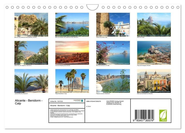 Produktbild: Alicante - Benidorm - Calp (Wandkalender 2026 DIN A4 quer), CALVENDO Monatskalender