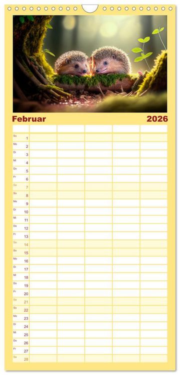 Produktbild: Familienplaner 2026 - Putzige Tierwelt - gemeinsam die Welt entdecken mit 5 Spalten (Wandkalender, 21 x 45 cm) CALVENDO