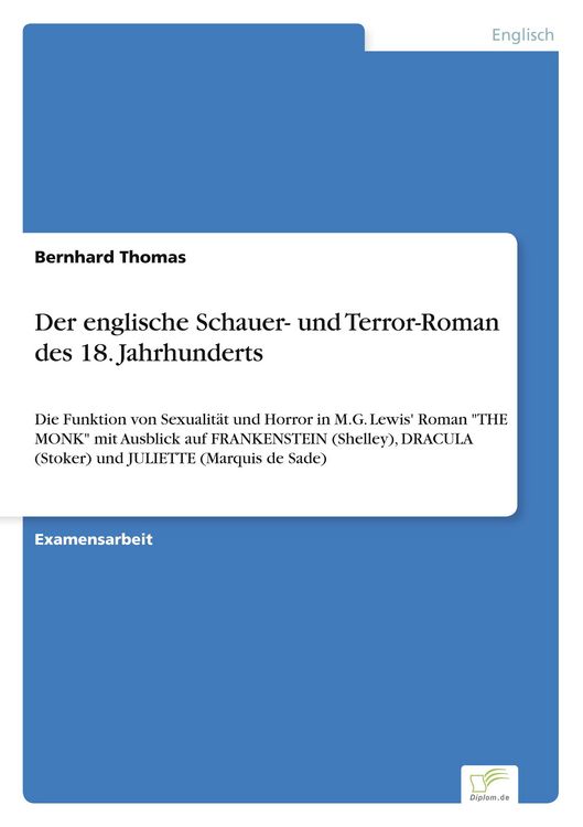 Produktbild: Der englische Schauer- und Terror-Roman des 18. Jahrhunderts
