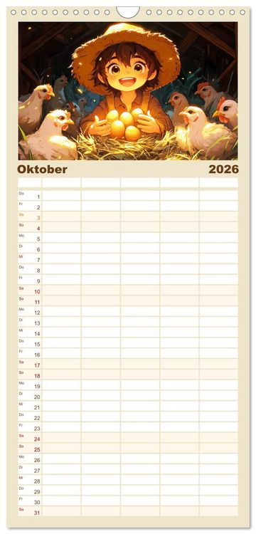Produktbild: Familienplaner 2026 - Kleine Farmer. Niedliche Jungs mit ihren tierischen Freunden mit 5 Spalten (Wandkalender, 21 x 45 cm) CALVENDO