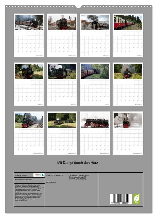 Produktbild: Mit Dampf durch den Harz (hochwertiger Premium Wandkalender 2026 DIN A2 hoch), Kunstdruck in Hochglanz