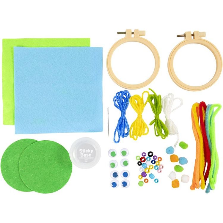 Produktbild: Creativ Company Mini Kreativ Set Sticken, Gesichter, Blau, Gr&uuml;n