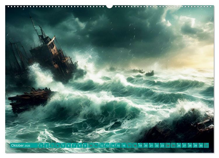 Produktbild: St&uuml;rmische Wellen (Wandkalender 2026 DIN A2 quer), CALVENDO Monatskalender