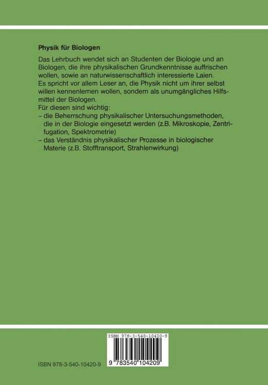 Produktbild: Physik f&uuml;r Biologen