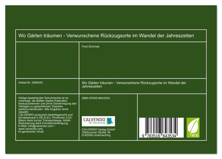 Produktbild: Wo G&auml;rten tr&auml;umen - Verwunschene R&uuml;ckzugsorte im Wandel der Jahreszeiten (Tischkalender 2026 DIN A5 quer), CALVENDO Monatskalender