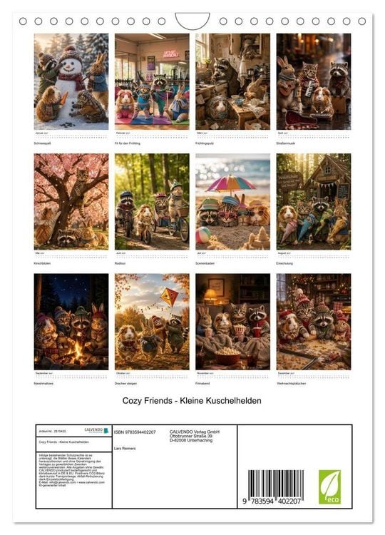Produktbild: Cozy Friends - Kleine Kuschelhelden (Wandkalender 2027 DIN A4 hoch), CALVENDO Monatskalender
