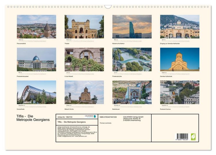 Produktbild: Tiflis - Die Metropole Georgiens (Wandkalender 2026 DIN A2 quer), CALVENDO Monatskalender