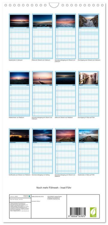 Produktbild: Familienplaner 2026 - Noch mehr F&ouml;hrweh - Insel F&ouml;hr mit 5 Spalten (Wandkalender, 21 x 45 cm) CALVENDO