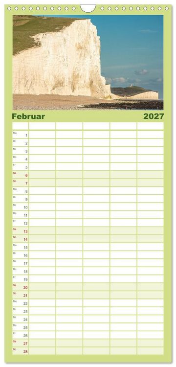 Produktbild: Familienplaner 2027 - Seven Sisters - Gro&szlig;britanniens h&ouml;chste Kreidefelsen mit 5 Spalten (Wandkalender, 21 x 45 cm) CALVENDO