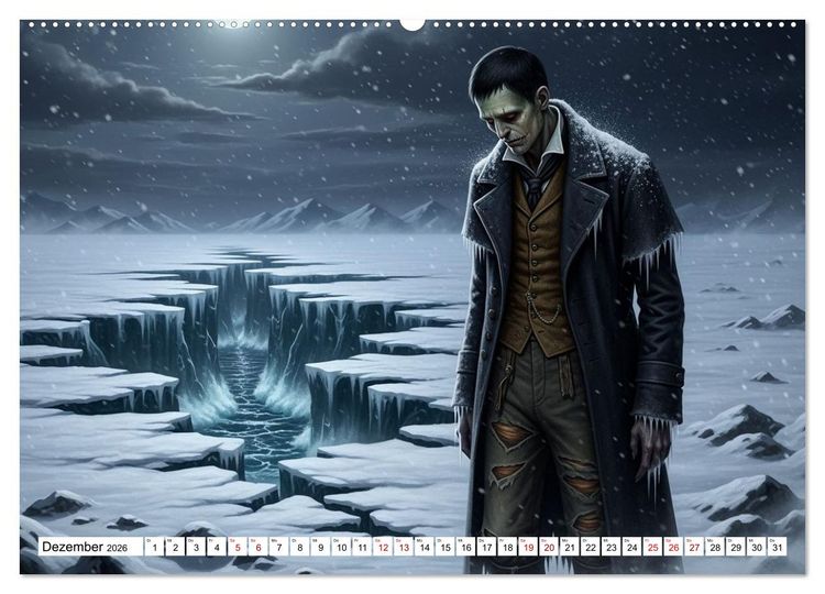 Produktbild: Victor Frankenstein und seine Sch&ouml;pfung (hochwertiger Premium Wandkalender 2026 DIN A2 quer), Kunstdruck in Hochglanz