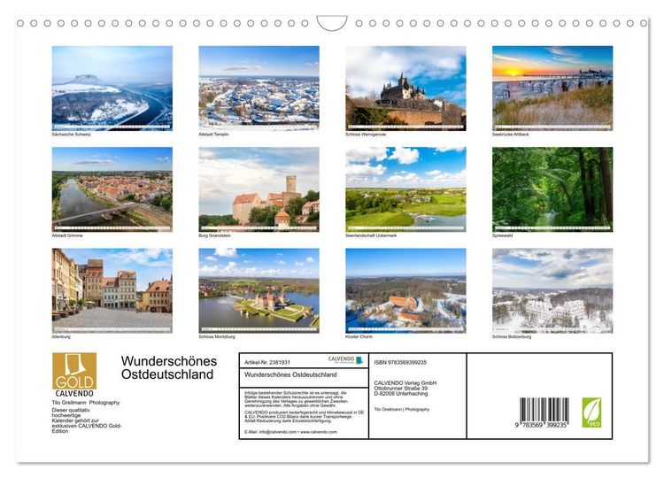 Produktbild: Wundersch&ouml;nes Ostdeutschland (Wandkalender 2027 DIN A3 quer), CALVENDO Monatskalender