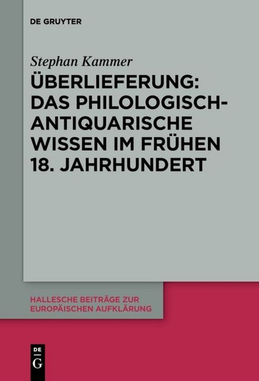 Produktbild: Überlieferung: Das philologisch-antiquarische Wissen im frühen 18. Jahrhundert