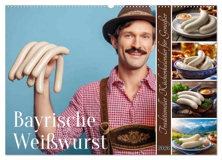 Produktbild: Bayrische Wei&szlig;wurst - Traditioneller K&uuml;chenkalender f&uuml;r Genie&szlig;er (Wandkalender 2026 DIN A2 quer), CALVENDO Monatskalender