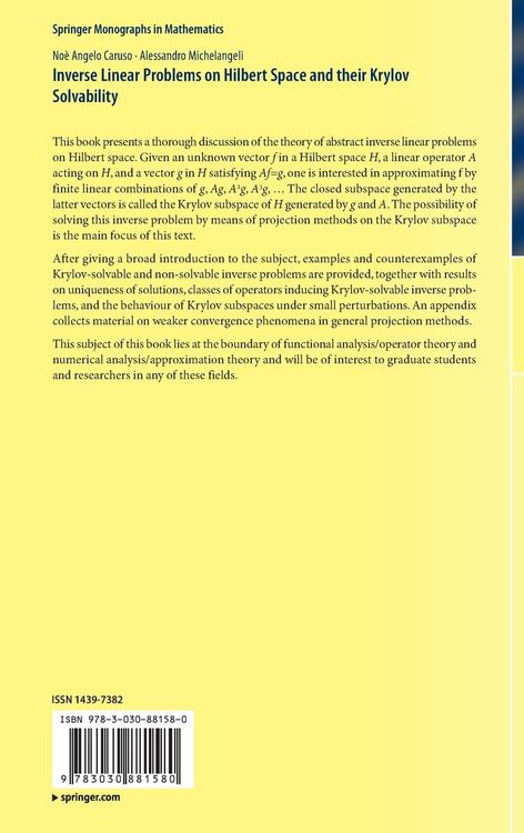 Produktbild: Inverse Linear Problems on Hilbert Space and their Krylov Solvability