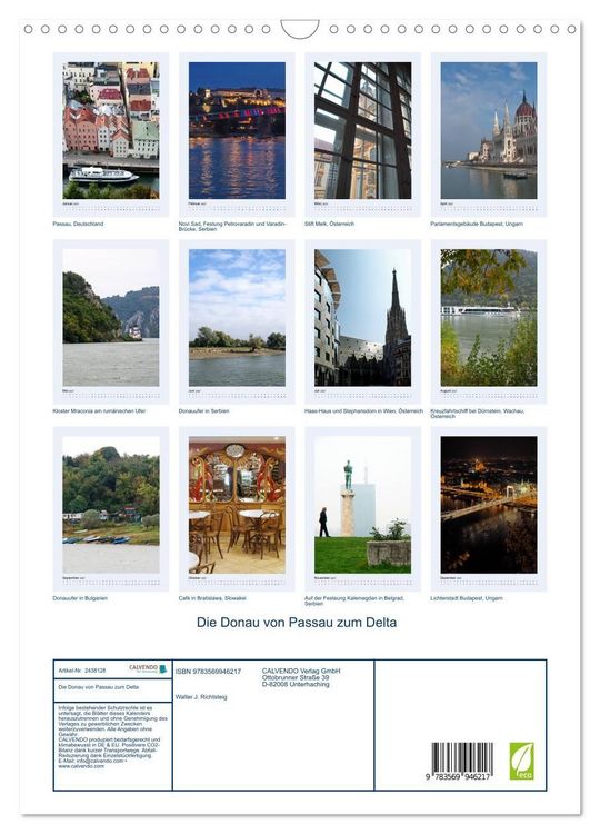 Produktbild: Die Donau von Passau zum Delta (Wandkalender 2027 DIN A3 hoch), CALVENDO Monatskalender