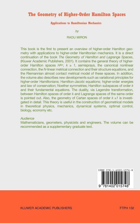 Produktbild: The Geometry of Higher-Order Hamilton Spaces
