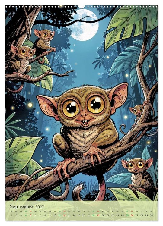 Produktbild: Lustige Koboldmakis - Comic (hochwertiger Premium Wandkalender 2027 DIN A2 hoch), Kunstdruck in Hochglanz