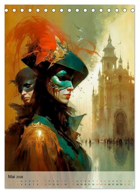 Produktbild: Venedig Karneval (Tischkalender 2026 DIN A5 hoch), CALVENDO Monatskalender
