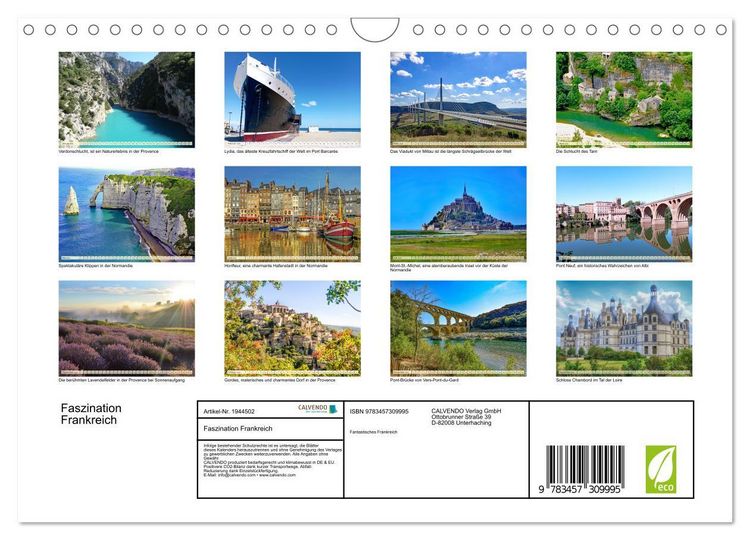 Produktbild: Faszination Frankreich (Wandkalender 2026 DIN A4 quer), CALVENDO Monatskalender