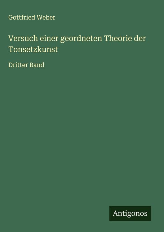 Produktbild: Versuch einer geordneten Theorie der Tonsetzkunst