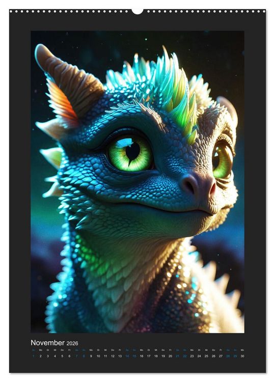 Produktbild: Verzauberte Drachen: Ein Jahr voll kleiner Wunder! (hochwertiger Premium Wandkalender 2026 DIN A2 hoch), Kunstdruck in Hochglanz