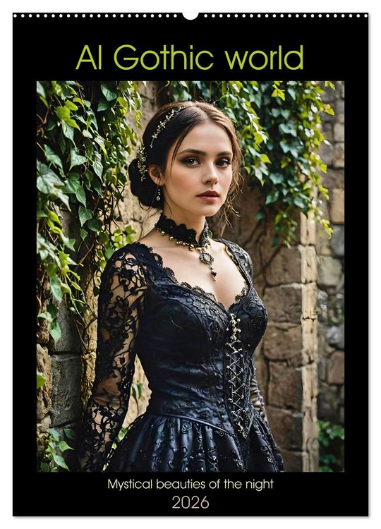 Produktbild: AI Gothic world - Mystical beauties of the night (Wall Calendar 2026 DIN A2 portrait), CALVENDO 12 Month Wall Calendar