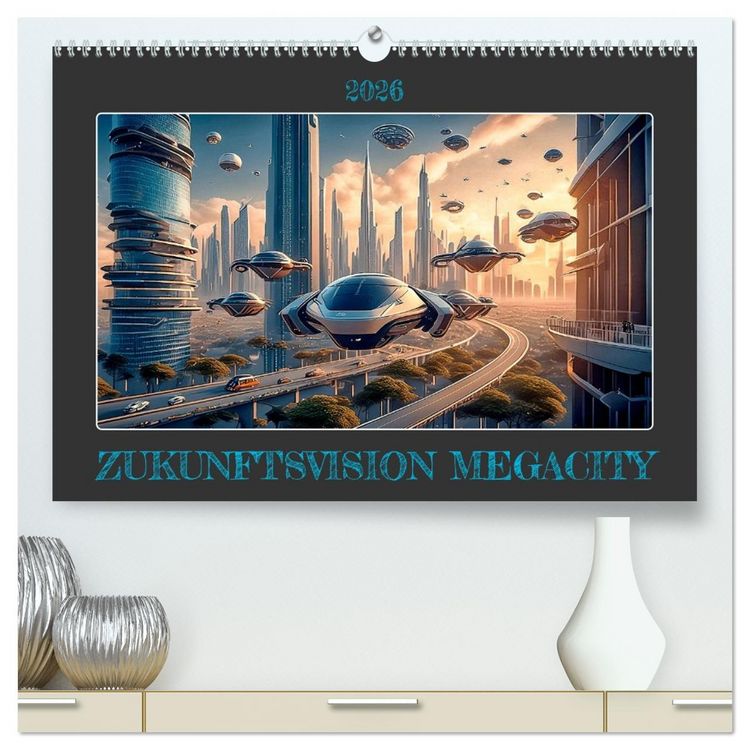 Produktbild: Zukunftsvision Megacity (hochwertiger Premium Wandkalender 2026 DIN A2 quer), Kunstdruck in Hochglanz