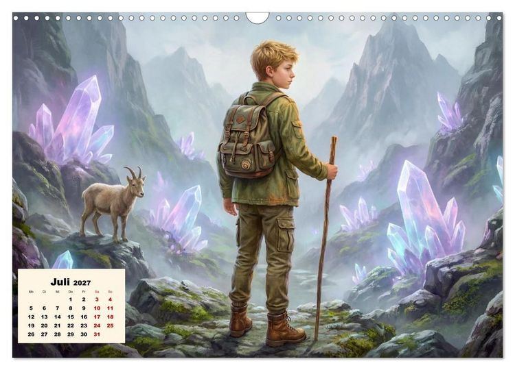 Produktbild: Kleine Entdecker auf magischen Reisen - Fantasy-Welten f&uuml;r Kinder (Wandkalender 2027 DIN A3 quer), CALVENDO Monatskalender