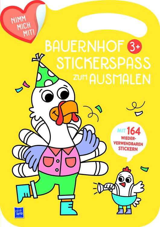 Produktbild: Bauernhof Stickerspa&szlig; zum Ausmalen 3+ (Cover gelb, Truthahn)