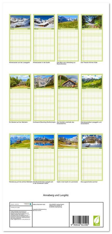 Produktbild: Familienplaner 2026 - Annaberg und Lung&ouml;tz mit 5 Spalten (Wandkalender, 21 x 45 cm) CALVENDO