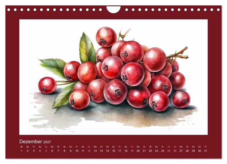 Produktbild: Fr&uuml;chte in Wasserfarben - Fruchtige KI-Kunst f&uuml;r das ganze Jahr (Wandkalender 2027 DIN A4 quer), CALVENDO Monatskalender