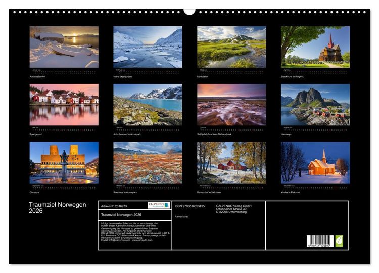 Produktbild: Traumziel Norwegen 2026 (Wandkalender 2026 DIN A2 quer), CALVENDO Monatskalender