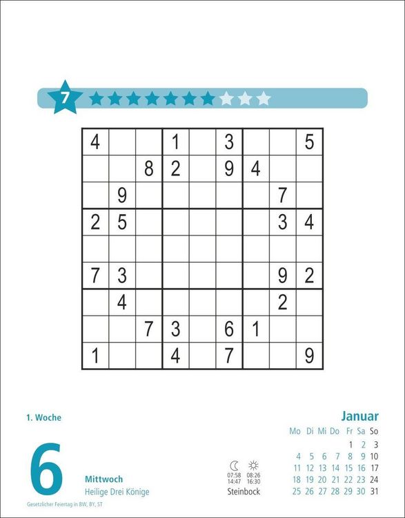 Produktbild: Stefan Heine Sudoku mittel bis schwierig Tagesabrei&szlig;kalender 2027