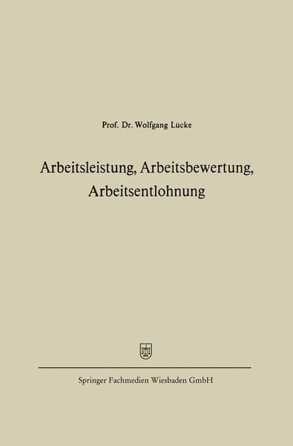 Produktbild: Arbeitsleistung, Arbeitsbewertung, Arbeitsentlohnung