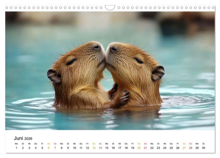Produktbild: Capybara - liebenswertes gro&szlig;es Wasserschwein (Wandkalender 2026 DIN A3 quer), CALVENDO Monatskalender