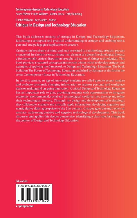 Produktbild: Critique in Design and Technology Education