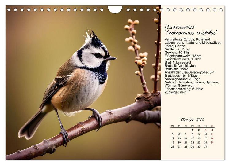 Produktbild: Meisen richtig erkennen (Wandkalender 2026 DIN A4 quer), CALVENDO Monatskalender