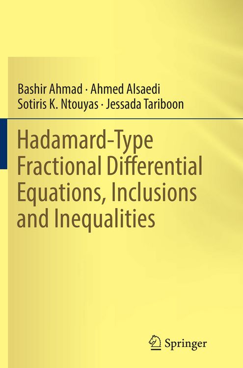 Produktbild: Hadamard-Type Fractional Differential Equations, Inclusions and Inequalities
