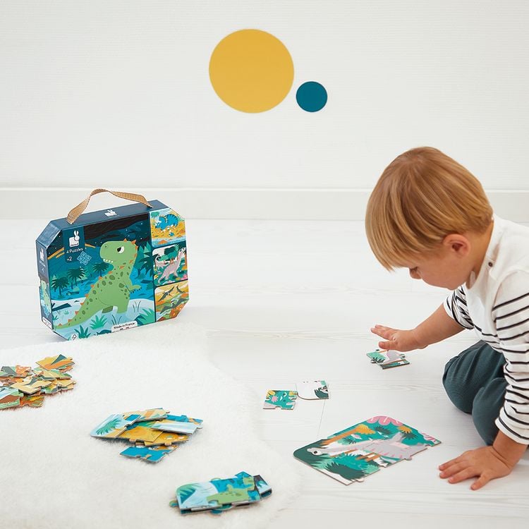 Produktbild: Dino-Abenteuer: 4 Lernpuzzles f&uuml;r kleine Entdecker ab 2 Jahren (6-9-12-16 Teile)