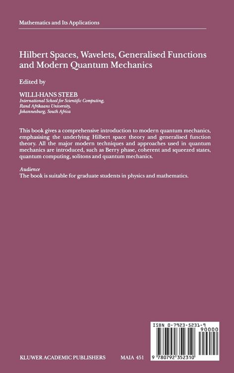 Produktbild: Hilbert Spaces, Wavelets, Generalised Functions and Modern Quantum Mechanics
