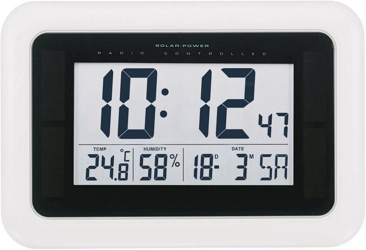 Produktbild: KW9101 Solar, Funk Wanduhr 28mm x 19mm x 2.3mm Wei&szlig;