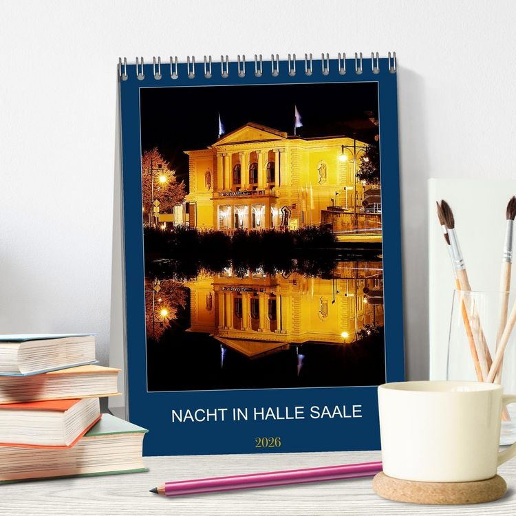 Produktbild: NACHT IN HALLE SAALE (Tischkalender 2026 DIN A5 hoch), CALVENDO Monatskalender