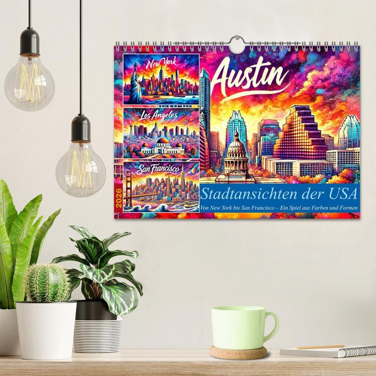 Produktbild: Stadtansichten der USA in Tusche (Wandkalender 2026 DIN A4 quer), CALVENDO Monatskalender
