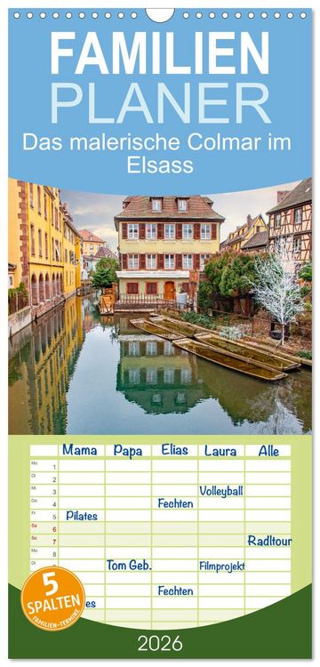 Produktbild: Familienplaner 2026 - Das malerische Colmar im Elsass mit 5 Spalten (Wandkalender, 21 x 45 cm) CALVENDO
