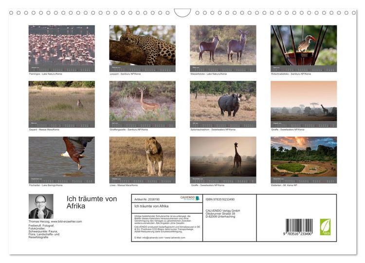 Produktbild: Ich tr&auml;umte von Afrika (Wandkalender 2026 DIN A3 quer), CALVENDO Monatskalender