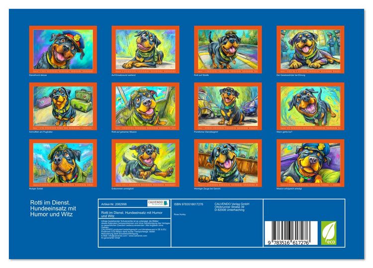 Produktbild: Rotti im Dienst. Hundeeinsatz mit Humor und Witz (Wandkalender 2026 DIN A4 quer), CALVENDO Monatskalender